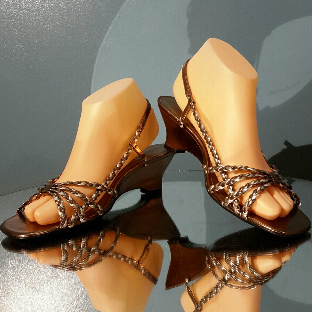 Etienne Aigner bronze and silver sandals